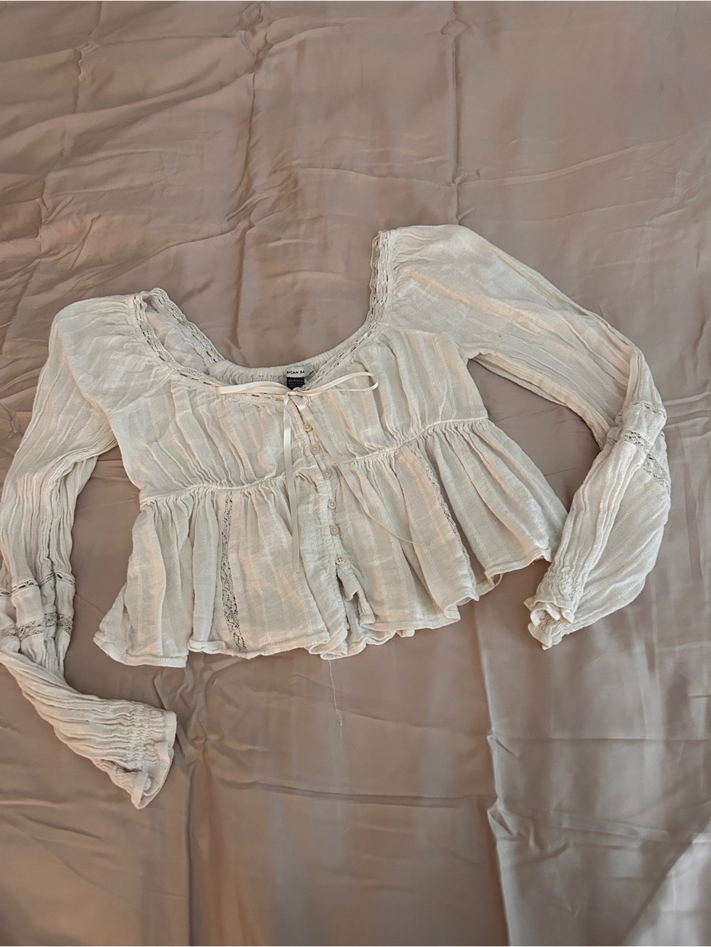 American Eagle White Long Sleeve Top